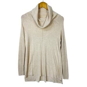 Soft Surroundings Womens Long Knit Sweater XS Tan Long Sleeve Cowl Neck